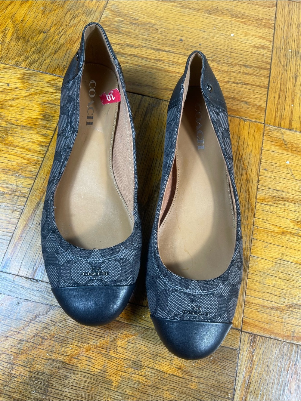 Coach Black Signature Canvas Cap-Toe Ballet Flats